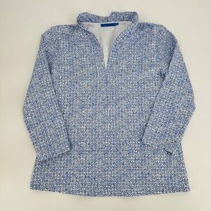J.McLaughlin Catalina Cloth Tunic Top Small Blue Geometric Print Long Sleeve